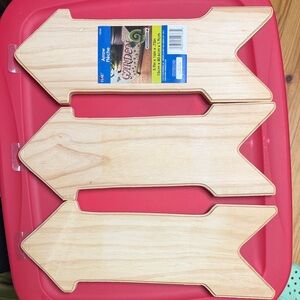 Lot of 3 Plaid Raw Wood Arrow Signs DIY Decor